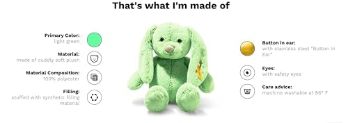 Steiff Tilda Hase 20cm grün, Plüschtier mit Schlappohren, Soft Cuddly Friends, Flauschiges Stofftier zum Kuscheln und Spielen