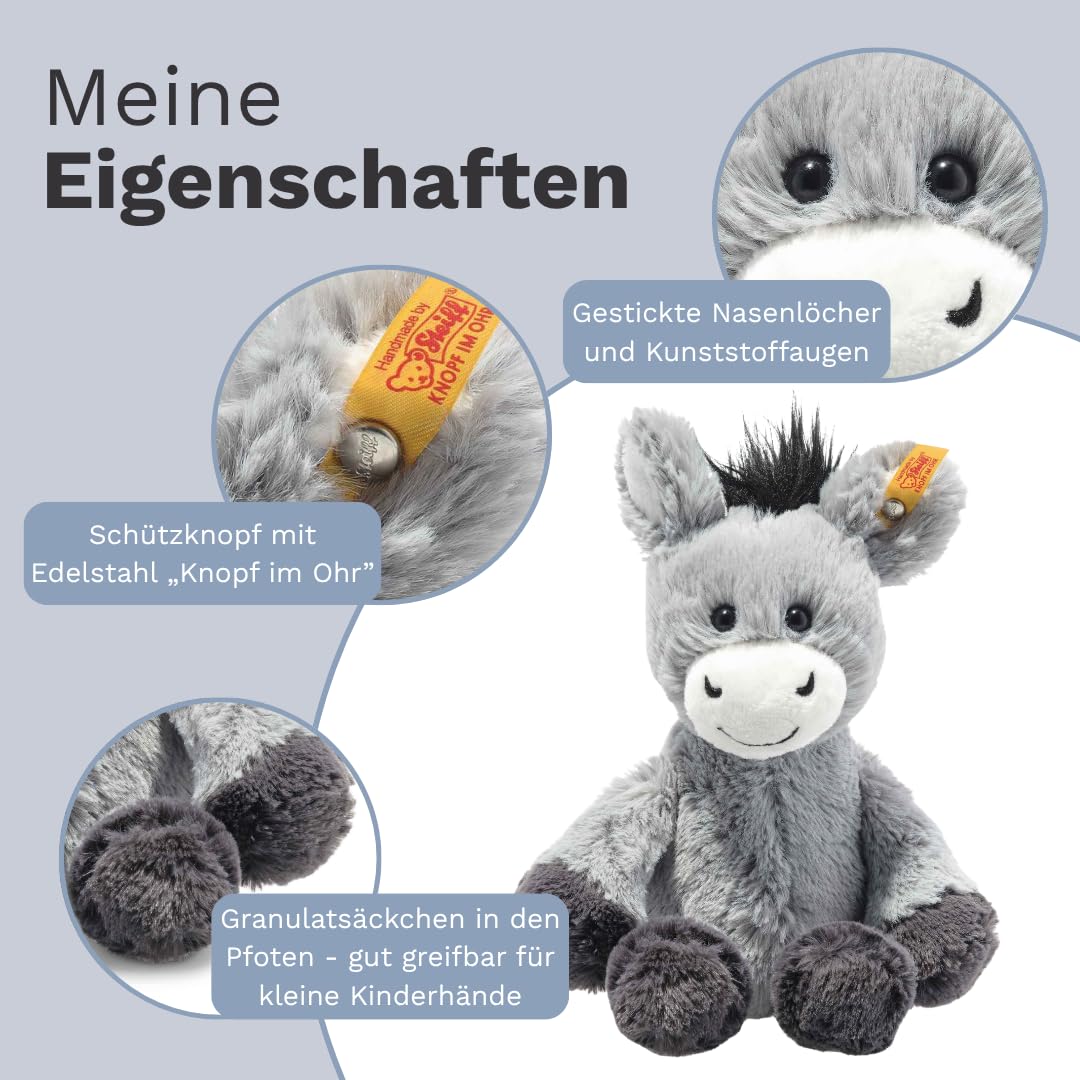 Steiff Kuscheltier Dinkie Esel, Süßes Stofftier mit Kunststoffaugen, Kinder, Jungen & Mädchen, Friends, Plüschtier 20 cm