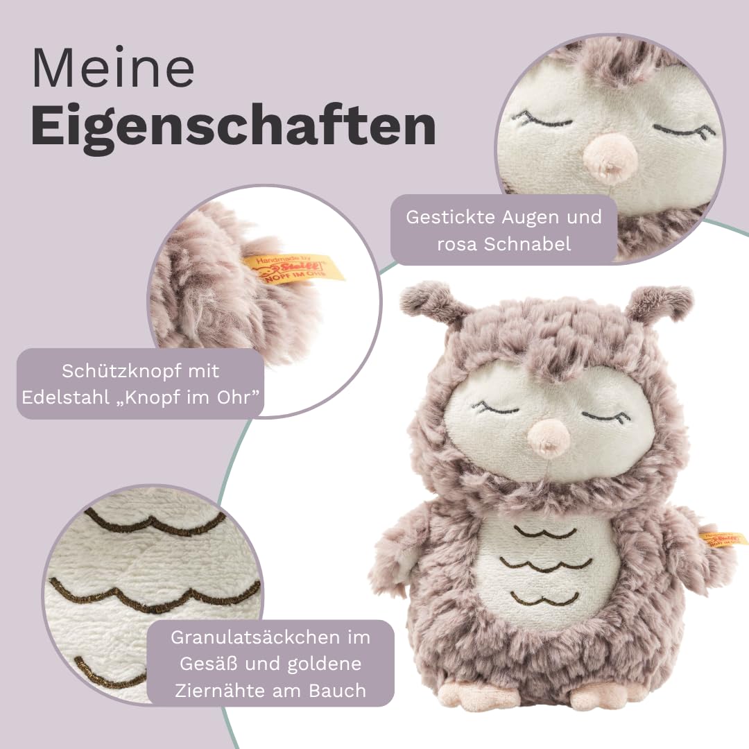 Steiff Kuscheltier Ollie Eule, Süßes Stofftier, Jungen, Mädchen & Babys ab 0 Monaten, Friends, Plüschtier 23 cm, Beige