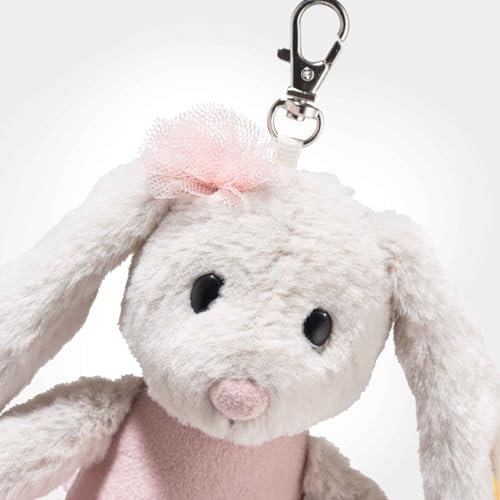 Steiff Anhaenger Hoppie Balletthase 16cm bunt, Plüschtier mit Schlappohren, Flauschiger Schlüsselanhänger im Ballett-Outfi